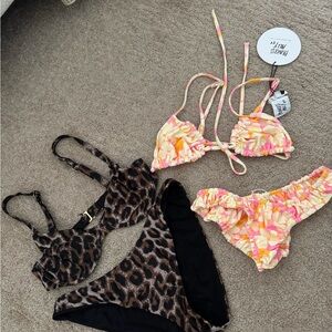 Leopard Print and Floral Bikini Set